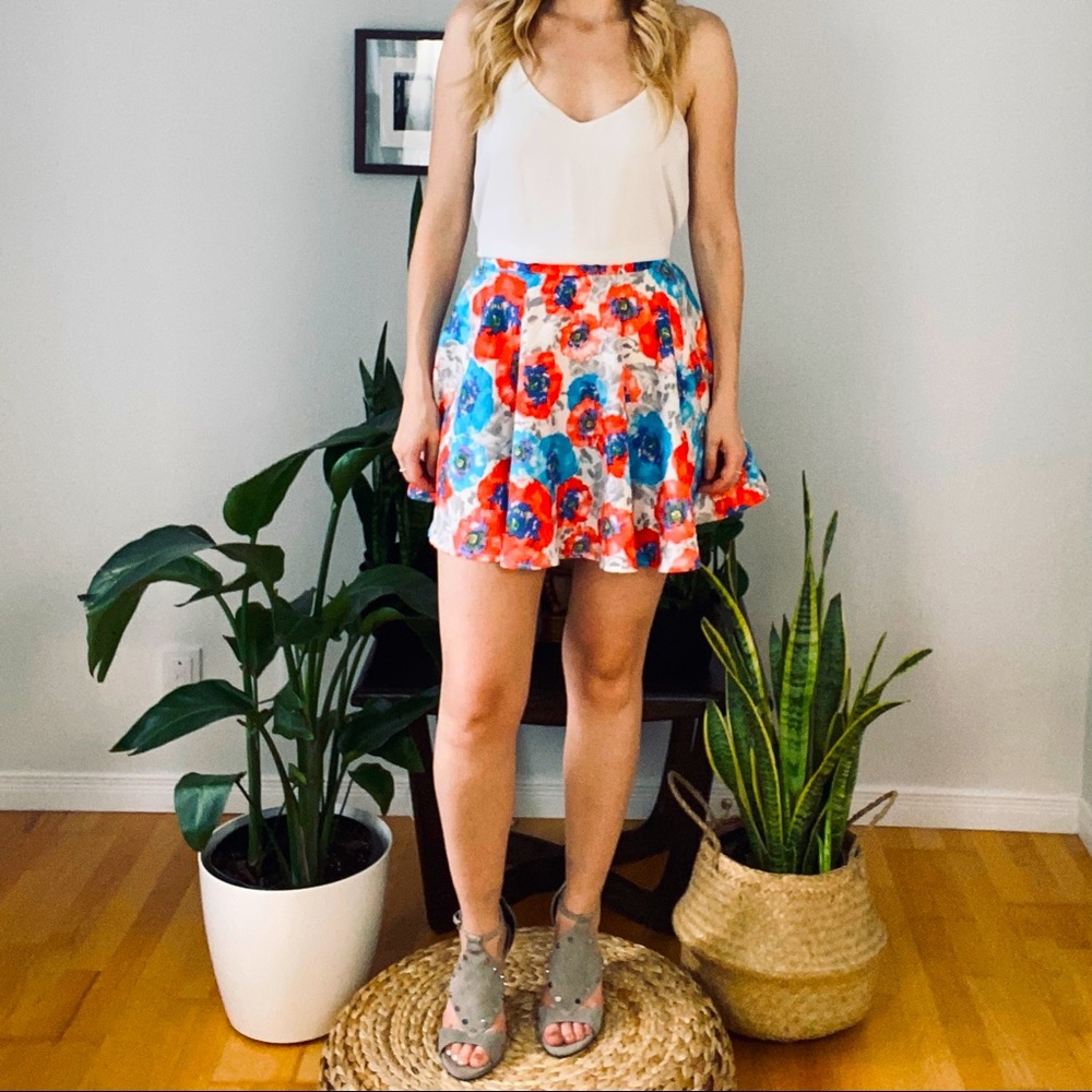 3D Poppy Print Skirt